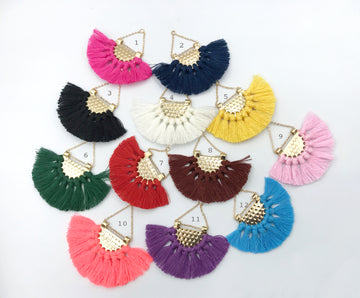 1pair (2pcs) , 5cm Semi-Circle Cotton Fan Tassel - Choose your colour